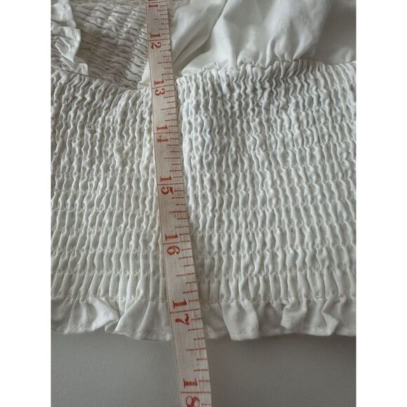 Abercrombie & Fitch Top Women XL White puff Sleeve Crop Stretch Formal Party - Picture 7 of 7